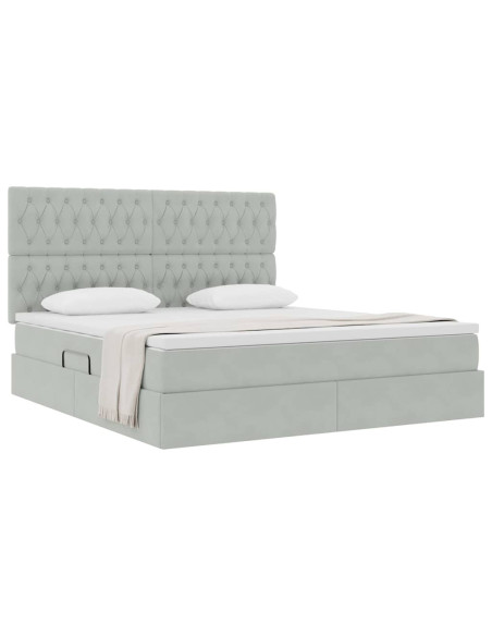 Letto con contenitore e materasso Grigio chiaro 180 x 200 cm