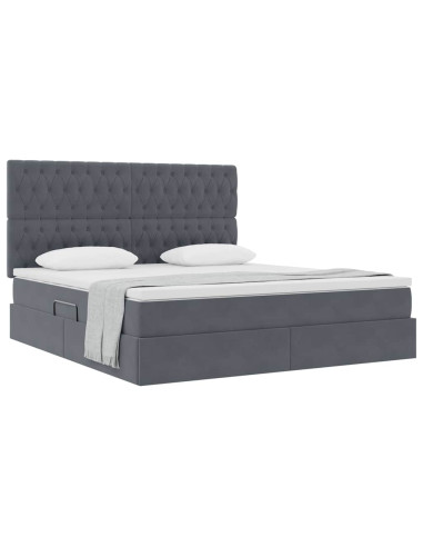 Letto con contenitore e materasso Grigio scuro 180 x 200 cm
