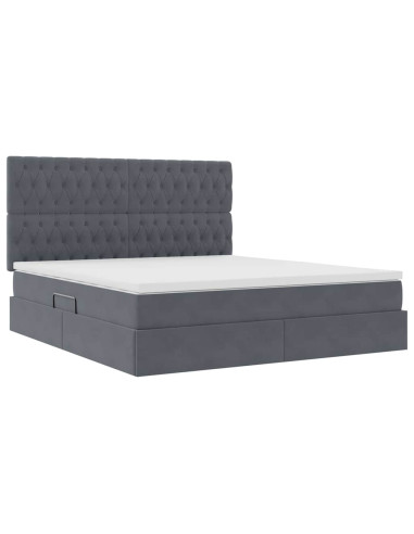 Letto con contenitore e materasso Grigio scuro 180 x 200 cm