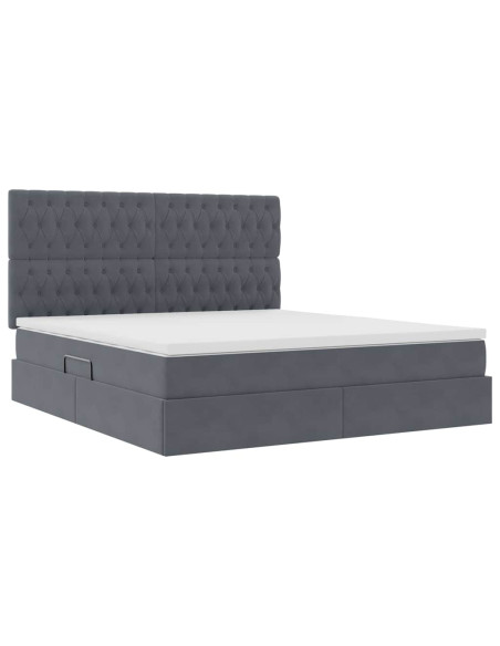 Letto con contenitore e materasso Grigio scuro 180 x 200 cm