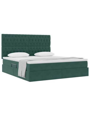Letto con contenitore e materasso Verde Scuro 180 x 200 cm