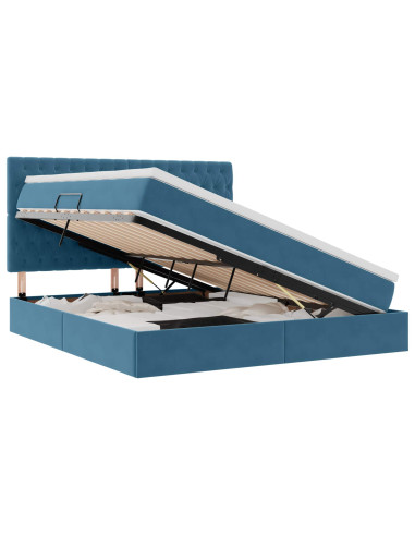 Letto con contenitore e materasso Blu Scuro 180 x 200 cm