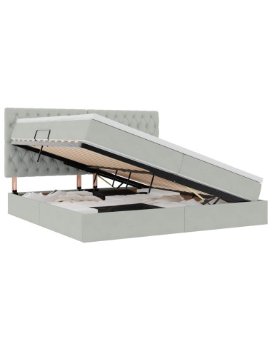 Letto con contenitore e materasso Grigio chiaro 200 x 200 cm