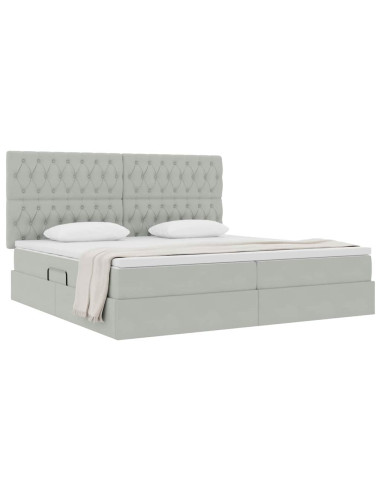Letto con contenitore e materasso Grigio chiaro 200 x 200 cm