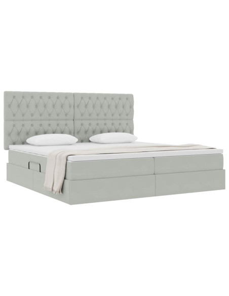 Letto con contenitore e materasso Grigio chiaro 200 x 200 cm