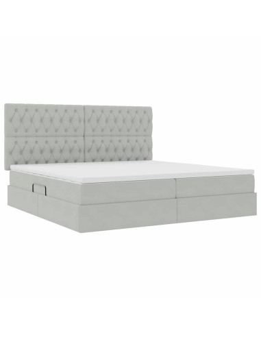 Letto con contenitore e materasso Grigio chiaro 200 x 200 cm