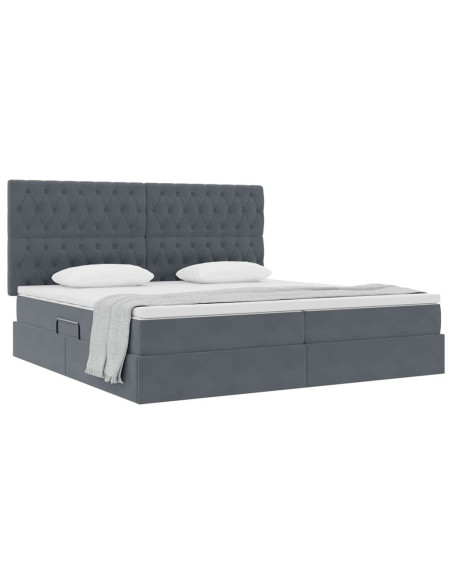 Letto con contenitore e materasso Grigio scuro 200 x 200 cm