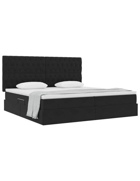 Letto con contenitore e materasso Nero 200 x 200 cm Velluto