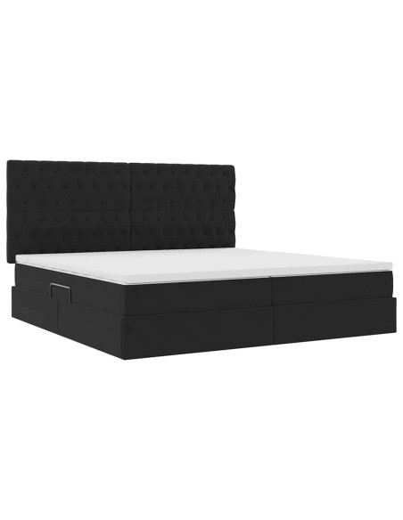 Letto con contenitore e materasso Nero 200 x 200 cm Velluto
