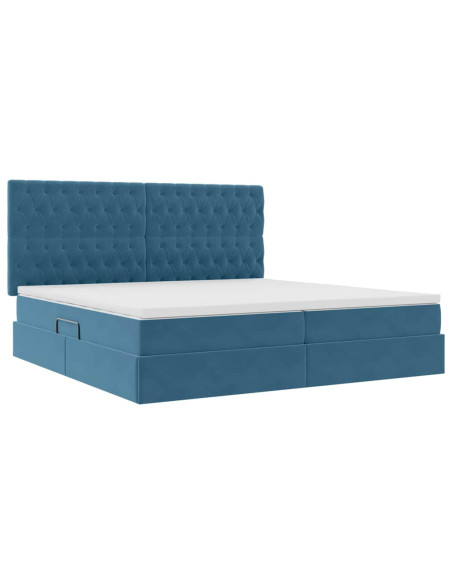 Letto con contenitore e materasso Blu Scuro 200 x 200 cm