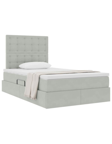 Letto con contenitore e materasso Grigio chiaro 120 x 190 cm