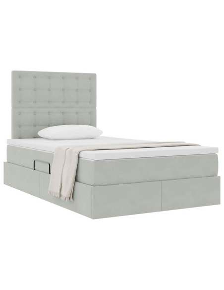Letto con contenitore e materasso Grigio chiaro 120 x 190 cm