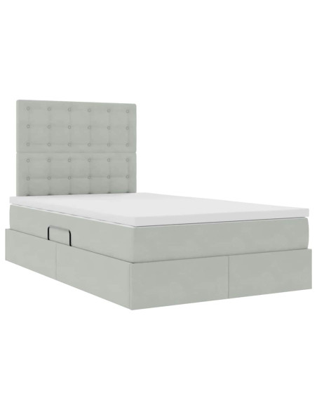 Letto con contenitore e materasso Grigio chiaro 120 x 190 cm