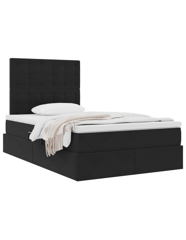Letto con contenitore e materasso Nero 120 x 200 cm Velluto