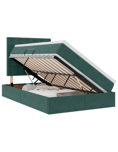 Letto con contenitore e materasso Verde Scuro 120 x 200 cm
