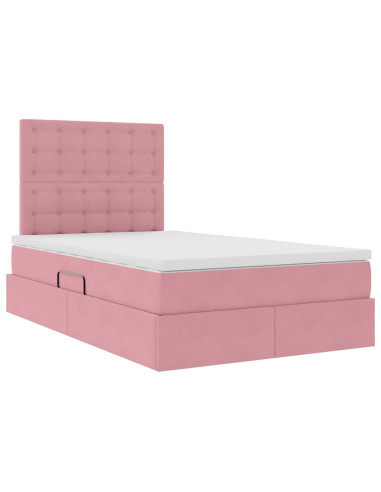 Letto con contenitore e materasso Rosa 120 x 200 cm Velluto