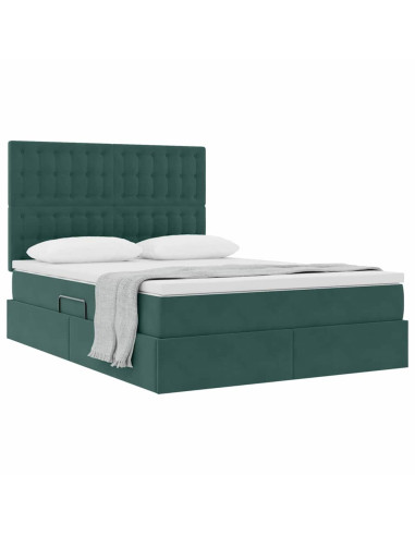 Letto con contenitore e materasso Verde Scuro 140 x 190 cm