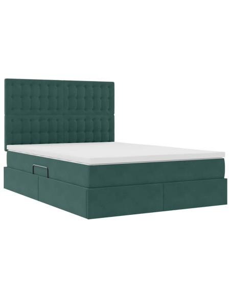 Letto con contenitore e materasso Verde Scuro 140 x 190 cm