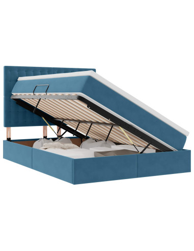 Letto con contenitore e materasso Blu Scuro 140 x 190 cm