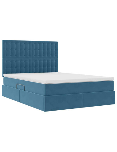 Letto con contenitore e materasso Blu Scuro 140 x 190 cm