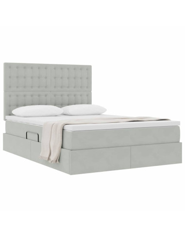 Letto con contenitore e materasso Grigio chiaro 140 x 200 cm