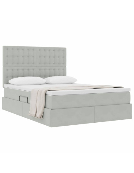 Letto con contenitore e materasso Grigio chiaro 140 x 200 cm
