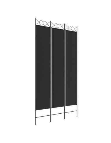 Divisorio a 3 Pannelli Nero 120x220 cm in Tessuto