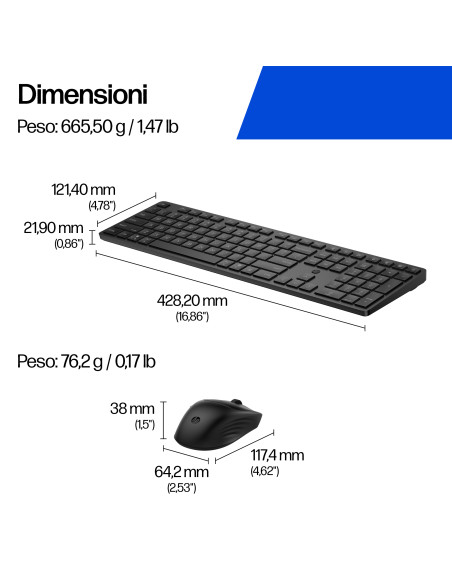 HP Combinazione di tastiera e mouse 495C multi-dispositivo e dual-mode