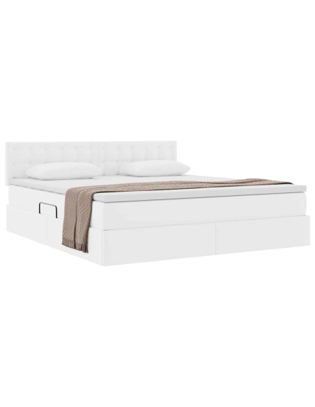 Letto con contenitore e materasso Bianco Puro 180 x 200 cm