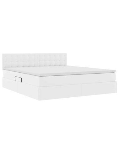 Letto con contenitore e materasso Bianco Puro 180 x 200 cm