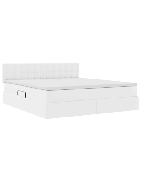 Letto con contenitore e materasso Bianco Puro 180 x 200 cm