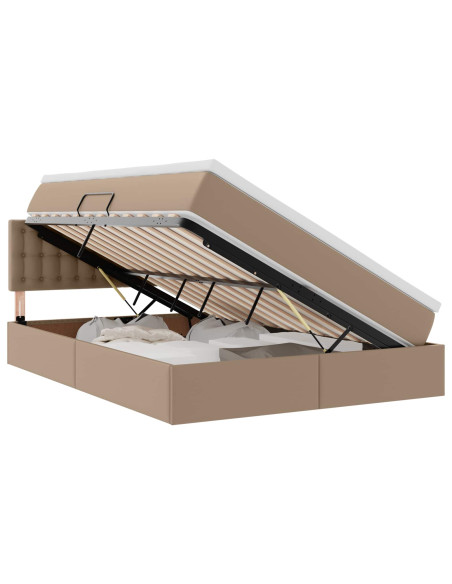 Letto con contenitore e LED con led Cappuccino 140 x 190 cm