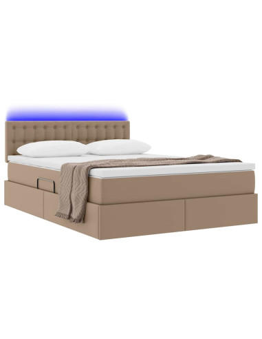 Letto con contenitore e LED con led Cappuccino 140 x 190 cm