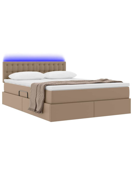 Letto con contenitore e LED con led Cappuccino 140 x 190 cm
