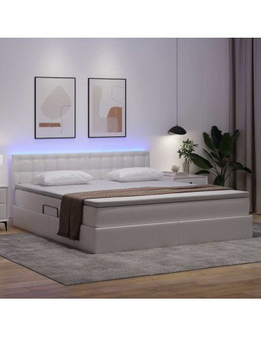 Letto con contenitore e LED con led Bianco Puro 180 x 200 cm