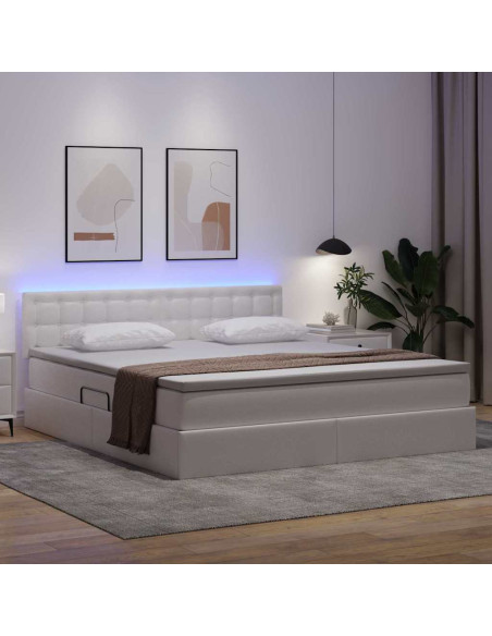 Letto con contenitore e LED con led Bianco Puro 180 x 200 cm
