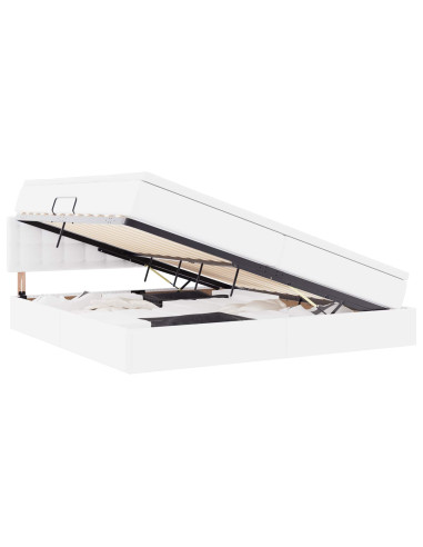Letto con contenitore e LED con led Grigio chiaro 200 x 200 cm