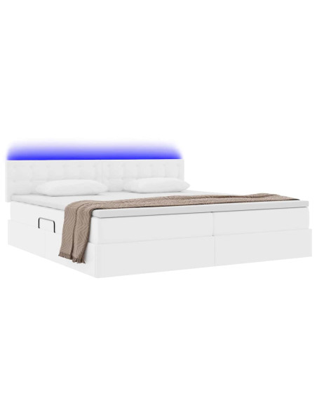 Letto con contenitore e LED con led Grigio chiaro 200 x 200 cm