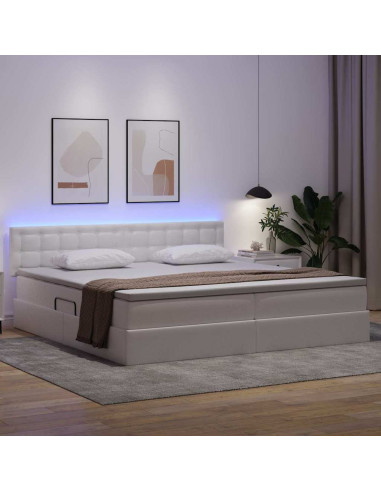 Letto con contenitore e LED con led Grigio chiaro 200 x 200 cm