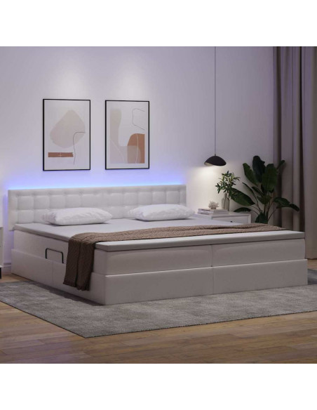 Letto con contenitore e LED con led Grigio chiaro 200 x 200 cm
