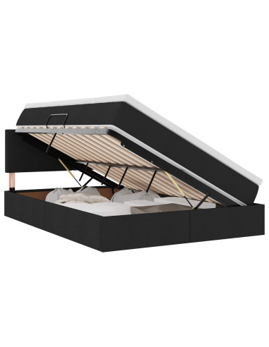 Letto con contenitore e LED con led Nero 140 x 200 cm Tessuto