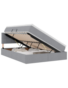 Letto con contenitore e LED Grigio chiaro 140 x 190 cm Tessuto 2