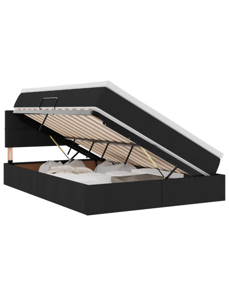 Letto con contenitore e LED con led Nero 140 x 190 cm Tessuto