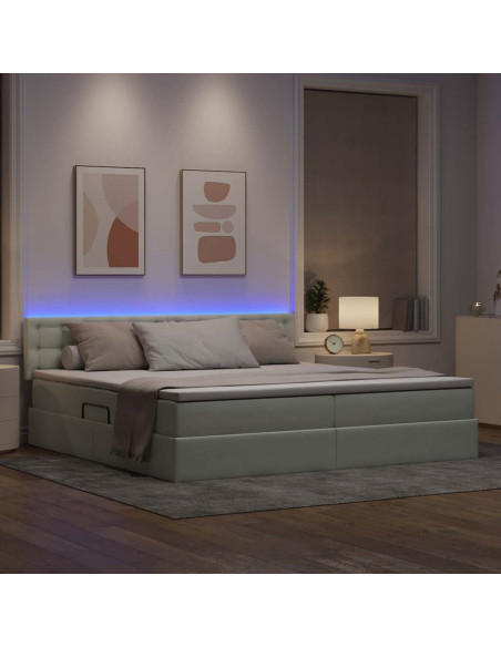 Letto con contenitore e LED Grigio chiaro 200 x 200 cm Velluto