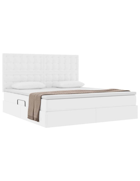 Letto con Contenitore Bianco Puro 180 x 200 cm Pelle Sintetica