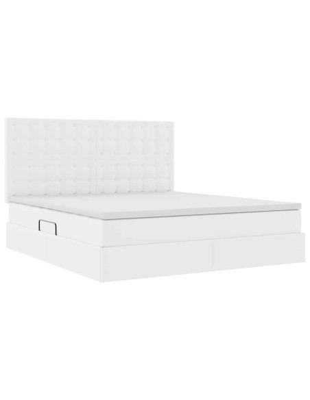 Letto con Contenitore Bianco Puro 180 x 200 cm Pelle Sintetica
