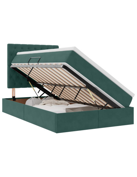 Letto con contenitore e materasso Verde Scuro 120 x 200 cm