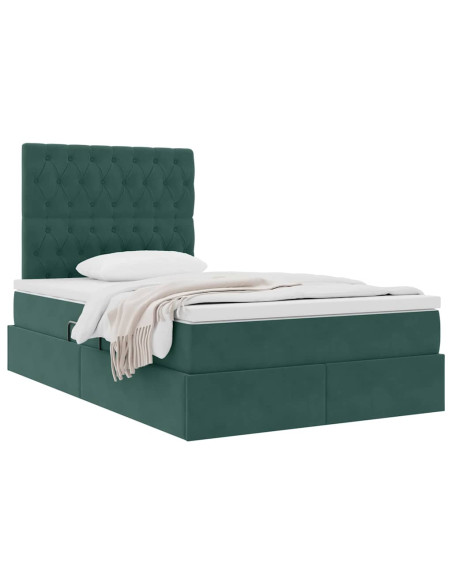 Letto con contenitore e materasso Verde Scuro 120 x 200 cm