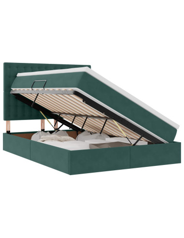 Letto con contenitore e materasso Verde Scuro 140 x 200 cm