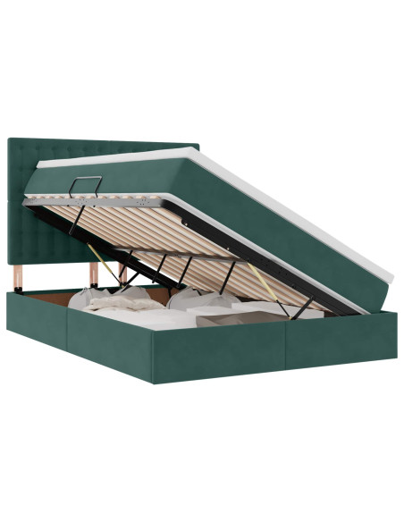 Letto con contenitore e materasso Verde Scuro 140 x 200 cm